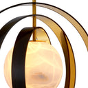 Gold Ringed Alabaster Chandelier Pearl