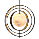 Gold Ringed Alabaster Chandelier Pearl