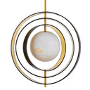 Gold Ringed Alabaster Chandelier Pearl