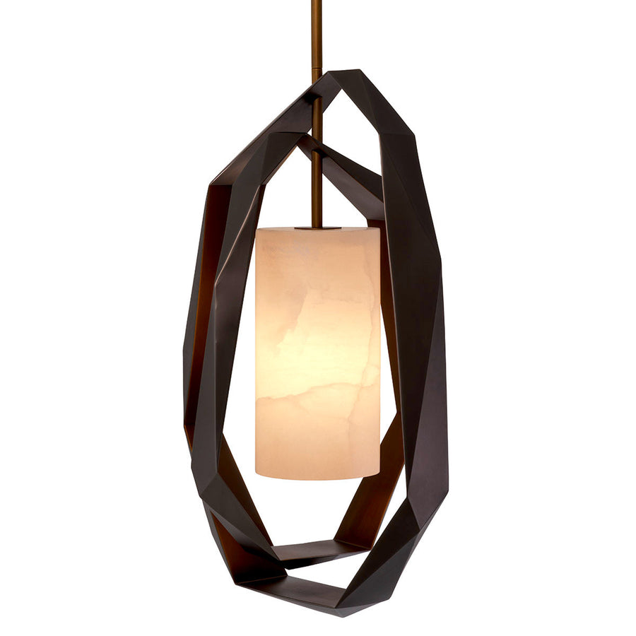 Alabaster Gunmetal Chandelier Double Santos