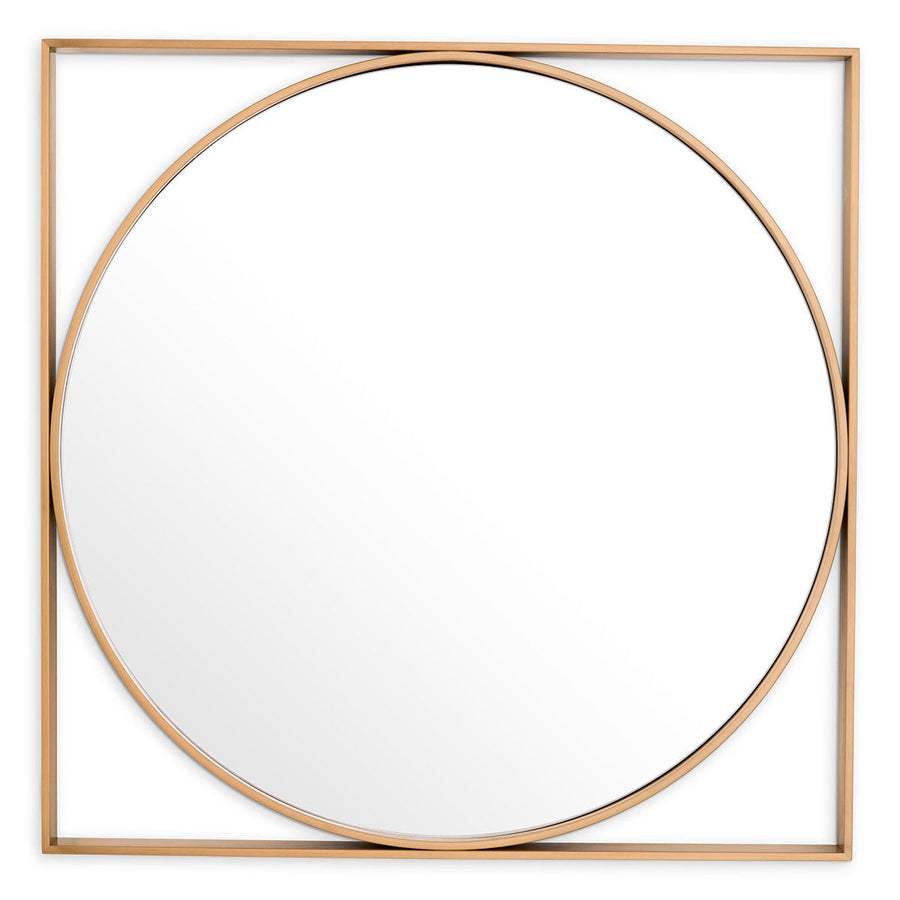 Square Framed Round Mirror Montauk
