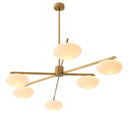 Elliptical White Glass Chandelier Evergreen