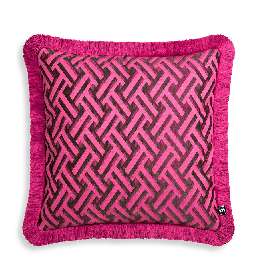 Dark Pink Fringed Cushion Doris