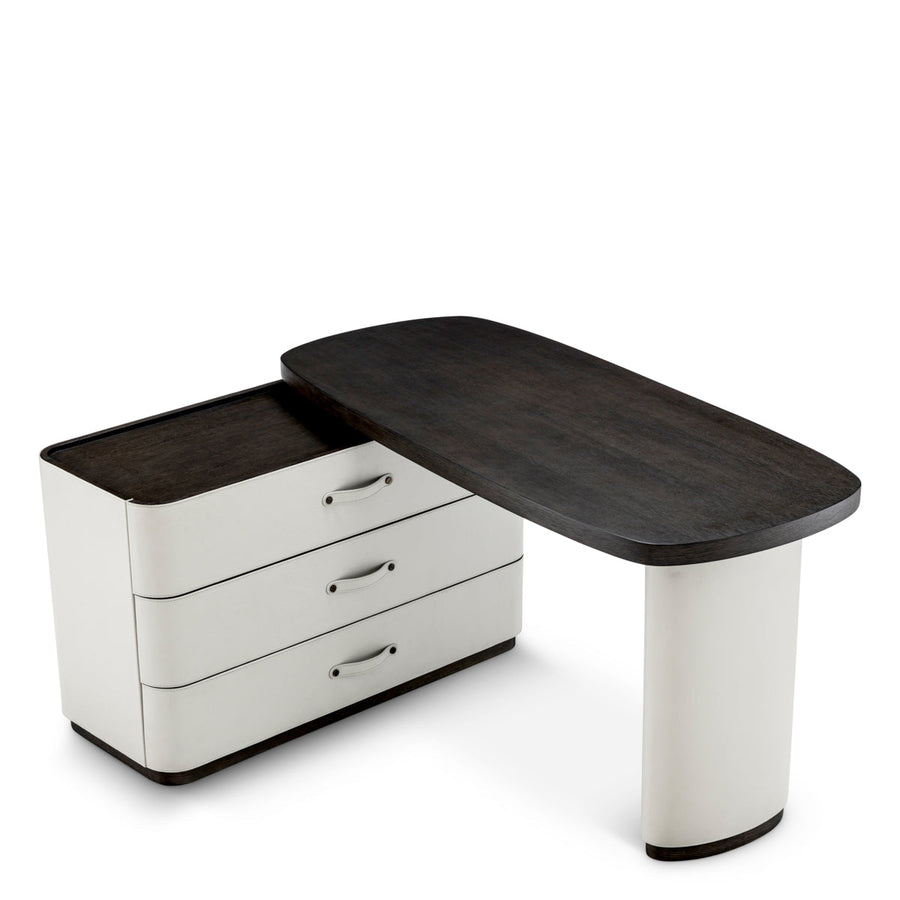 Gray Leather Rotating Desk Numana