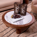 Oak Veneer Marble Coffee Table Presedio