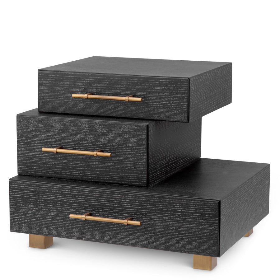 Black Oak 3-Drawer Nightstand Evendale