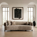 Arnaud - Modern Tan Fabric + Brown Oak Sofa
