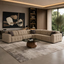 Carney - Modern Beige Leather Sectional Sofa + 3 Recliners