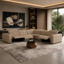 Carney - Modern Beige Leather Sectional Sofa + 3 Recliners