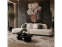 Falcone - Contemporary Off-White + Grey Bonded Leather Curved Sectional Sofa