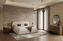 Hortman + Chelton - Modern Beige Velvet + Walnut 4-Piece Bedroom Set
