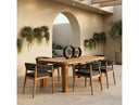 Kamari - Outdoor Teak & Grey Olefin Fabric Dining Table Set