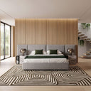 Maranello - Modern Grey Fabric Bed w/ Two Nightstands