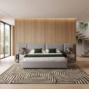 Maranello - Modern Grey Fabric Bed w/ Two Nightstands