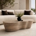 Meru - Modern Faux Travertine Concrete Coffee Table