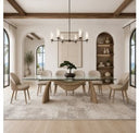 Pangea - Mid-Century Modern Cream & Taupe Vegan Leather + Buckwheat Ash Dining Chair (Set of 2)