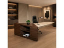 Pilot - Modern Dark Walnut + Beige Leather Desk