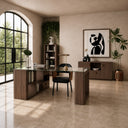 Roma - Modern Walnut + Gold Bookcase, view 9