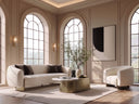 Thrive - Modern Beige Fabric + Antique Brass Sofa