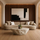 Trevor - Modern Tan Fabric Curved Mini Sectional Sofa