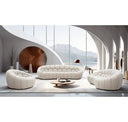 Yolonda - Modern Curved Beige Fabric Loveseat