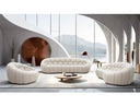 Yolonda - Modern Curved Beige Fabric Sofa Set