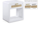 Langham 24" Poplar Wood And Natural Cane Nightstand - White