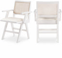 Abby Cane And Vegan Leather Upholstered Dining Arm Chair - White