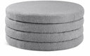 Aphia Boucle Fabric Upholstered Ottoman - Grey