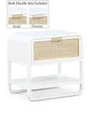 Sage 24" Solid Wood And Natural Cane Nightstand - White