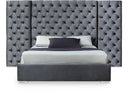 Grande Velvet Upholstered Bed - Grey