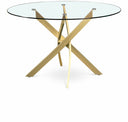 Xander 48" Glass Top And Iron Base Round Dining Table - Gold