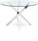 Xander 48" Glass Top And Iron Base Round Dining Table - Chrome