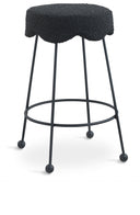 Fleur Boucle Fabric Upholstered Counter Stool - Black