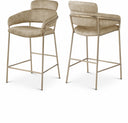 Yara Velvet Upholstered Counter Stool - Beige