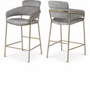 Yara Velvet Upholstered Counter Stool - Grey