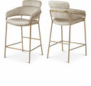 Yara Velvet Upholstered Counter Stool - Stone