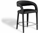 Sylvester Vegan Leather Upholstered Counter Stool - Black