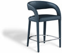 Sylvester Vegan Leather Upholstered Counter Stool - Blue