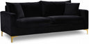 Naomi 81.5" Velvet Upholstered Sofa - Black