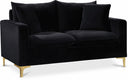 Naomi 58" Velvet Upholstered Loveseat - Black