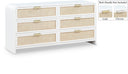 Sage Solid Wood And Natural Cane Wood Dresser - White