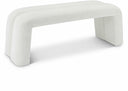 Arc Boucle Fabric Upholstered Bench - Cream