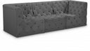 Tuft 99" Velvet Upholstered 3pc. Modular Sofa - Grey