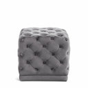 Stella Velvet Upholstered Stool - Grey