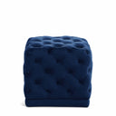 Stella Velvet Upholstered Stool - Blue