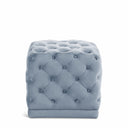 Stella Velvet Upholstered Stool - Light Blue