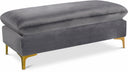 Naomi Velvet Upholstered Bench - Grey
