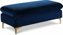 Naomi Velvet Upholstered Bench - Blue