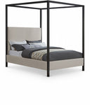 James Linen Textured Fabric Upholstered Bed - Beige